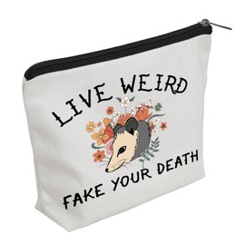 WZJHCL Possum Lover Gift Opossum Makeup Pouch Possum Mama Cosmetic Kit Flower Opossum Travel Storage Organizer Bag Possum Owner Gift (Live Weird)