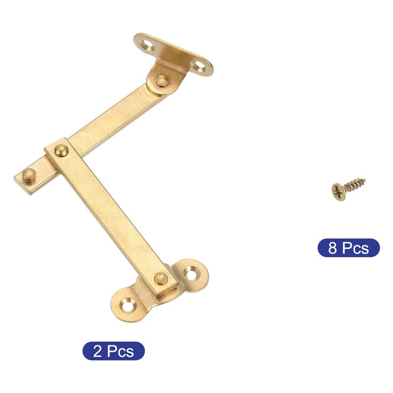sourcing map 2 Pcs Brass Lid Folding Support Hinge, 3"