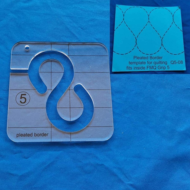 Pleated Border Template for Quilting Fits Inside FMQ Grip 5