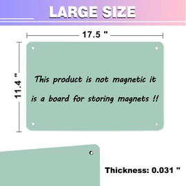 Green Magnetic Board,17.5" x 11.4" Magnet Bulletin Board to Display Magnetic Notes, Poetry, Photos, Suitable for Wall, Refrigerator, Cabinet etc, Come with 4 Pcs Dual Lock Tape and Screws