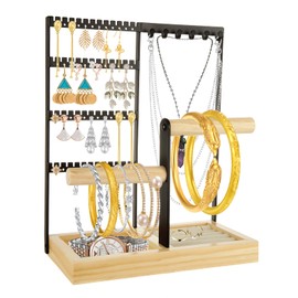 CYEAH Jewelry Organizer Stand Earring Holder Necklace Organizer, 5-Tier Jewelry Holder Organizer, 6 Hooks Necklace Hanging Jewelry Tower Storage Tree for Bracelets Earrings Rings Watches