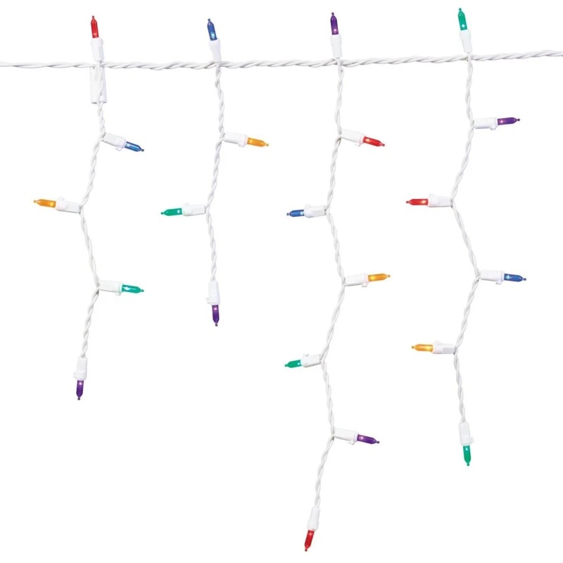 Holiday Time 300 Multicolor LED Icicle Lights with White Wire