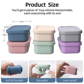 3 Pcs 1 Cup Silicone Freezer Trays with Lid Silicone Soup Freezer Molds Rectangle Soup Freezer Containers Reusable Food Preserving Tray Freezing Ice Trays for Soups Sauces Stews (Multicolor)
