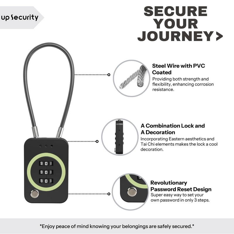 UP Security 3 Digit Combination Lock, Travel Safe Luggage Locks,