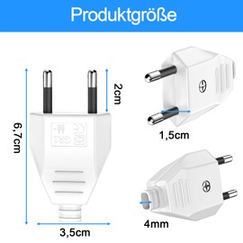 VIEVRE Pack of 4 Euro Plug, Flat Power Plug, 220 V Euro Plug, Flat Euro Plug, Plug (220 V, 2.5 A), Schuko Plug Flat, Euro Plug Flat (White)