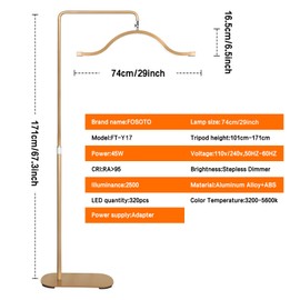 FOSOTO Eyelash LED Floor Lamp,Beauty Led Light Half Moon Arc Floor Light for Lashes Extension Eyebrow Tattoo Nail Tech Skincare with Stand Phone Holder Touch Control