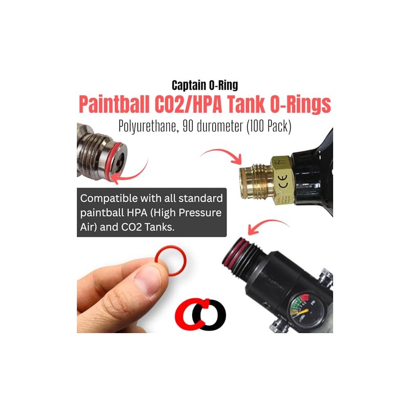 100 Poliuretano CO2/HPA tanque o-anillos (90 durómetro) [rojo]