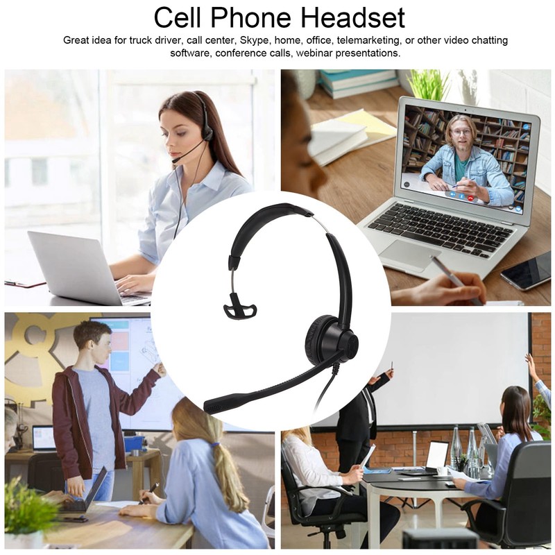 Telephone Headset Speaker Volume Adjustment Microphone Mute Monaural RJ9 Business
