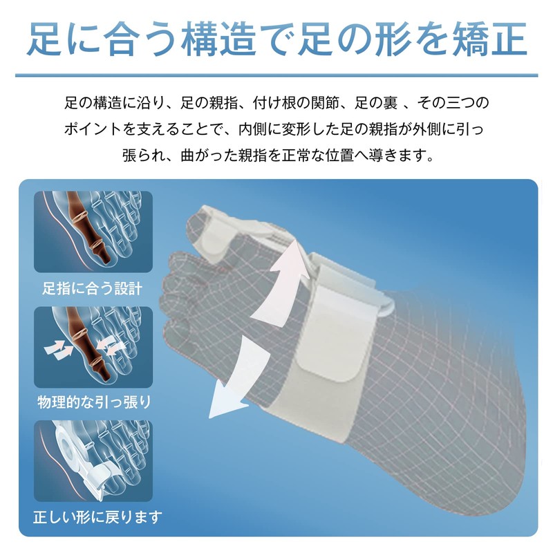 外反母趾サポーター 親指ストレッチャー 外反母趾グッズ 装着簡単 自宅用 洗える 防臭 男女兼用 左右兼用 (Upgrades