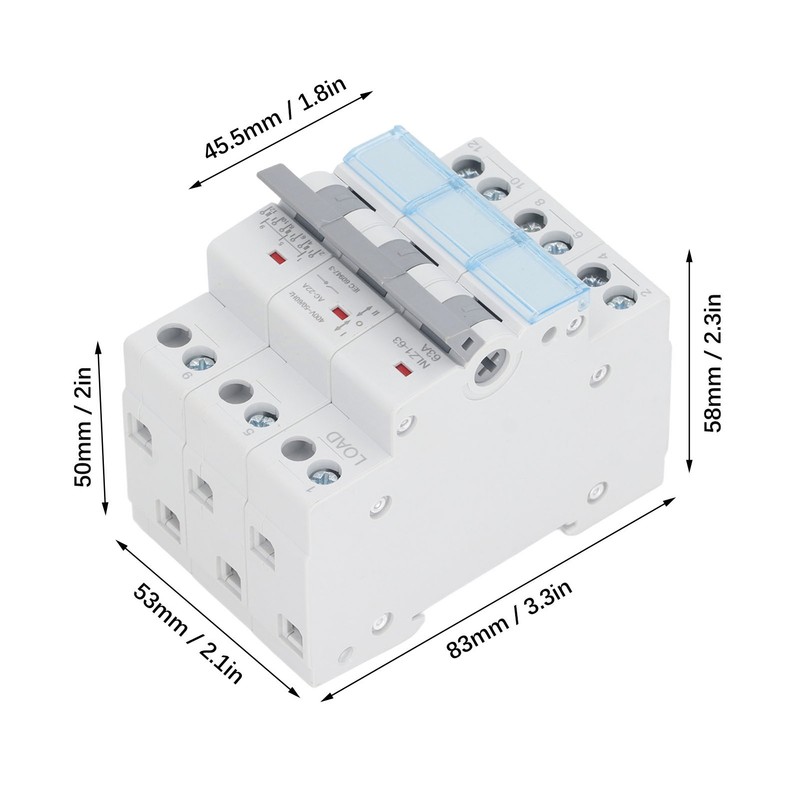 Dual Power Manual Transfer Switch DIN Rail Mount 3P Interlock