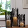Black Metal Wire Willow Pillar Candleholder Set, Creative Hollow Geometric