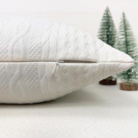 Booque Valley Throw Pillow Covers, Pack of 2 Super Soft Elegant Modern 3D Embossed Patterned Christmas Cushion Covers Decorative Pillow Cases for Sofa Bed Floor, 22 x 22 inch(Pure White)