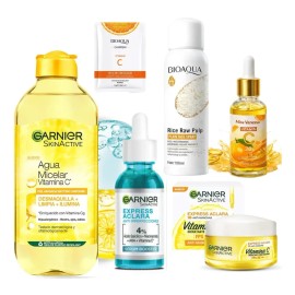 Kit Garnier Express Aclara Vitamina C 4 Pasos Agua Micelar