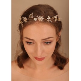 Denifery Diadema de flores para boda con diseño de vides y flores para novias (estilo 3)