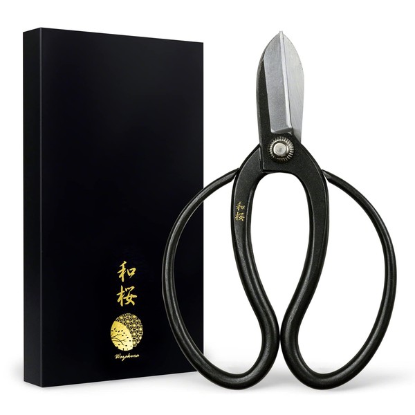 Wazakura Yasugi Steel Koryu Ikebana Floral Scissors 6.7"(170mm) Made in Japan - Yasugi Koryu Black
