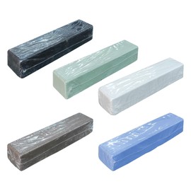 Metal Polishing Compound Kit 20Oz, Total 5Pc Buffing Compound Bars, with 4Oz Each, Black, Green, White, Brown Tripoli, All-Purpose Blue, for Polishing Iron, Steel, Stainless Steel, Aluminum & Brass