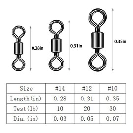 EUPHENG 50/60PCS Micro Swivels for Fly Fishing, High Strength Small Rolling Barrel Swivels with Black Nickel Coating, Fly Fishing Tackles to Reduce Line Twist 10LB-30LB