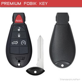 StandardAutoPart Proximity Smart Fobik Key [ for Push Button Model ] Compatible with Dodge Grand Cherokee Town & Country IYZ-C01C 56046736AG ( w/ Engine Remote Start ) (5 Button JC)