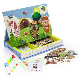 PicassoTiles 112 Piece Magnetic Mix & Match Animal Building Activity DIY Combination Puzzle Book Kid Toy Set Educational Playset STEM Learning, 20 FREE Unique Animals Creative Inspirational Idea Cards