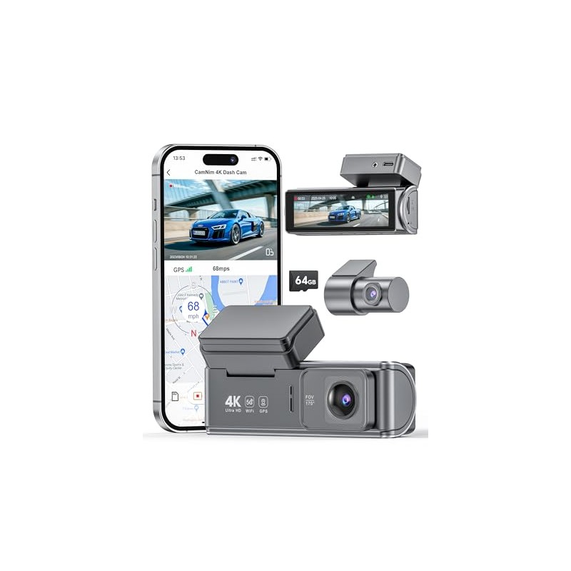 4K Dash Cam Front Rear: Dual Dash Camera for Car,