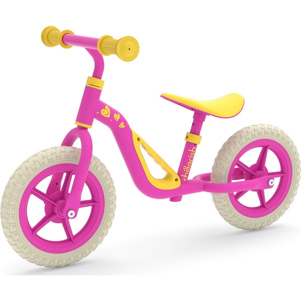 Chillafish Charlie Lightweight Toddler Balance Bike, Balance Trainer for Children 18-48 Months, Learn to Ride with 10-Inch No-Puncture Tires, Adjustable Seat and Carry Handle, Pink