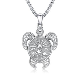 YEESIA Turtle Necklace for Women 925 Sterling Silver Summer Ocean Wave Necklace Turtle Opal Chain Ocean Jewellery Gift for Wife, Best Friend, Mother, Daughter, Sterling Silver, No Gemstone