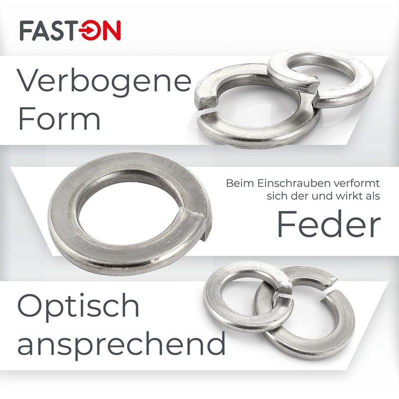 FASTON Spring Washers M6 Stainless Steel A2 V2A (Pack of