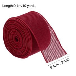 QUARKZMAN Burlap Ribbon Fabric Wired Edge Ribbons Dark Red 2-1/2 Inch x 10 Yard for Gift Wrapping, Bow, Wreath, Christmas Tree, Flower Bouquet (6.4cm x 9m)