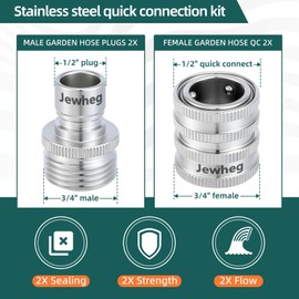 Quick Connect Hose Fittings，2026 upgraded version Garden Hose Quick Disconnect Set， Universal Fit 3/4 Inch GHT Stainless Steel, Water Hose Connector，Quick Release Hose Connector，3 Pack，
