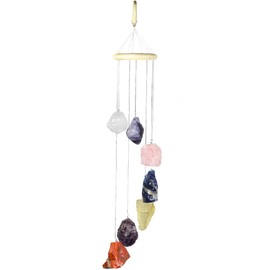 Nupuyai 7 Chakra Stone Crystal Rough Stone Wind Chimes Window Decoration Hanging Decoration for Garden Patio Balcony Backyard and Home Decoration