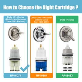 RP46074 Shower Valve Cartridge Assembly Compatible for Delta Shower and Tub 13/14 Series Faucet, Single-handle Delta Universal Valve Cartridge, Replacement for Delta Shower Cartridge.