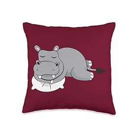 Kaisi Drawing,snooze,snooze,dream Sleep,dream Pajamas, Snooze Light Children, Hippopotamus Sleep Throw Pillow, 16x16, Multicolor