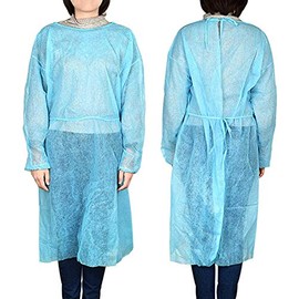 Protective Lightweight AAMI Level 1 Isolation Gown | Non-Woven and Breathable PE Composited Material, Blue, One
