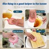 6PCS Reusable Sponges Kitchen Double-Side Microfiber Sponge Non Scratch Microfiber