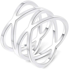 Jude Jewelers Stainless Steel Braided Woven Knot Wave Statement Anniversary Cocktail Party Ring, Metal, Cubic Zirconia