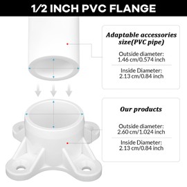 25 Pack PVC Flange for 1/2" PVC Pipe, Table Screw Caps PVC Fittings for DIY PVC Rod Holder Projects, Making Storage Shelves, Support Feet
