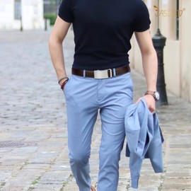 JASGOOD Men Leather Ratchet Sliding Suit Belt with Automatic Buckle 3.5cm Wide，Coffee