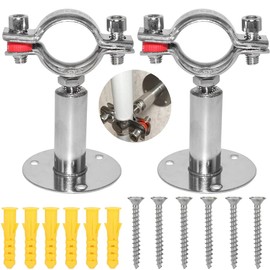 Beduan 1 Inch Stainless Steel Pipe Support Wall Ceiling Mount Pipe Strap Clamp Adjustable Pipe Bracket Holder for PVC Metal Water Pipe Tube Fitting (Range 25-27mm/1"-1.06",Height:100mm-200mm)