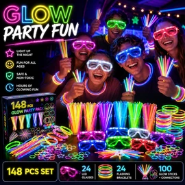 283-Piece Glow Party Favor Set for Night Events – LED Glasses, Flashing Bracelets & Glow Sticks Bulk Pack