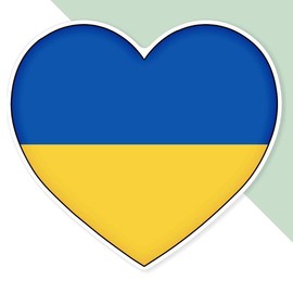 Azeeda 'Ukraine Flag Love Heart' White Premium Vinyl Decal Sticker – Waterproof, Durable & Easy to Apply - Ideal for Car Bumpers, Windows, Bins and More (DW00162427)