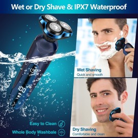 Viatia Electric Razors for Men – 3D Head Shavers, Wet & Dry Cordless Shaver, IPX7 Waterproof with Beard/Nose Trimmer & Face Cleaning Brush, Men’s Shaving Kit, Ideal Gift for Men