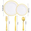 DaYammi 100 Guests Gold Plastic Dinnerware Sets, Includes: 100 Gold