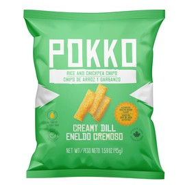 POKKO Creamy Dill Rice & Chickpea Chips – 24-Pack Tangy & Savory Snack with Real Dill & Herbs – High-Protein, Gluten-Reduced, Non-GMO – No Artificial Additives – 1.59oz Per Bag