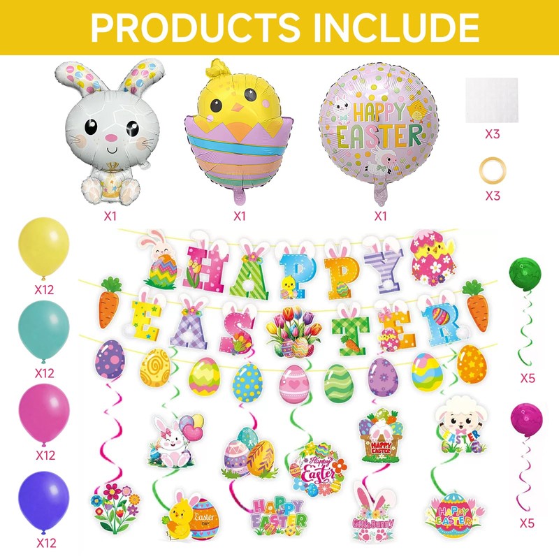 Easter Decorations for Home Pastel Easter Balloons Kit with Happy