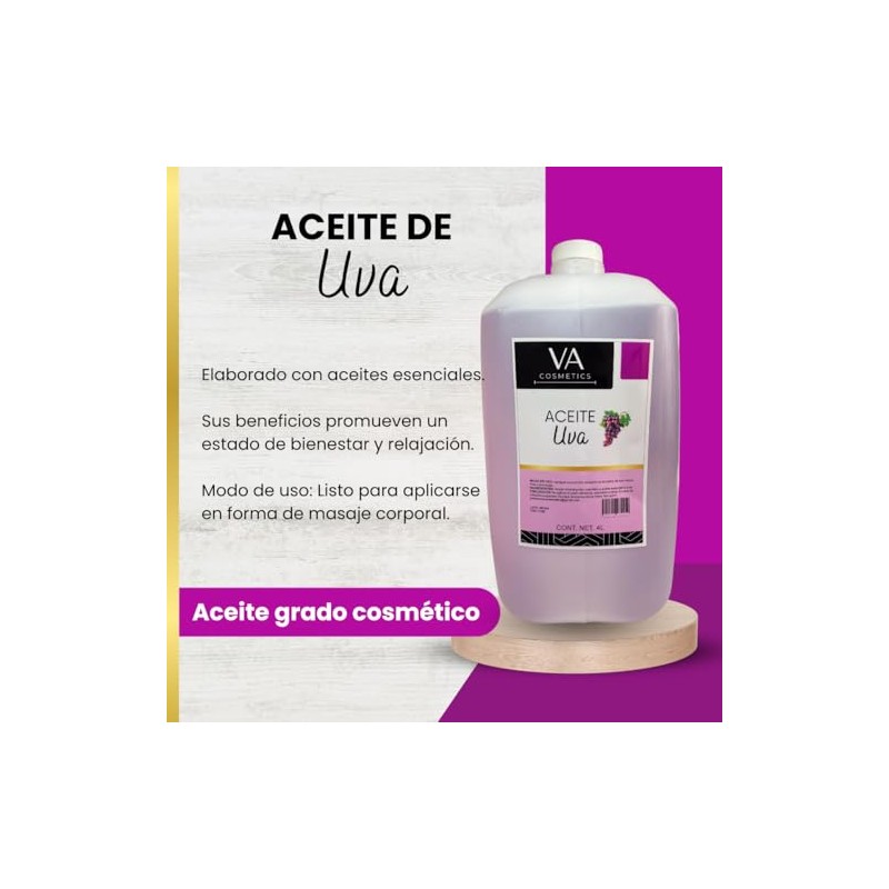 Aceite Masajes Uva Corporal Spa Profesional 4 Litros VA
