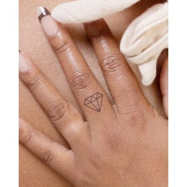 Inkbox Temporary Tattoos, Semi-Permanent Tattoo, One Premium Easy Long Lasting, Waterproof Temp Tattoo with For Now Ink - Lasts 1-2 Weeks, Diamond Tattoo, Diamant, 1 x 1 in