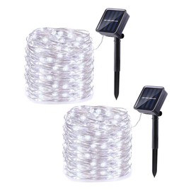 Lomotech Solar String Lights Outdoor - 2 Pack Total 66ft 200LED Solar Fairy Lights Waterproof 8 Modes Twinkle Lights for Outdoor, Patio, Garden, Yard, Party, Wedding, Tree Decoration (White)