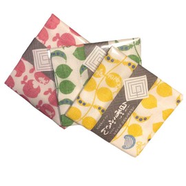 Snow White Dish Towels, Snow Yuzen Dish Towels, Set of 3 (Snow White Pom Red, Jack and Bean Stalk Yellow, Green)