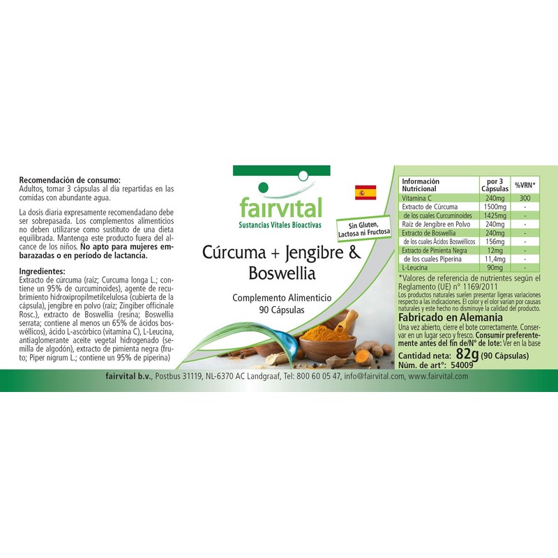 Fairvital Turmeric, Ginger and Boswellia with Vitamin C - 90