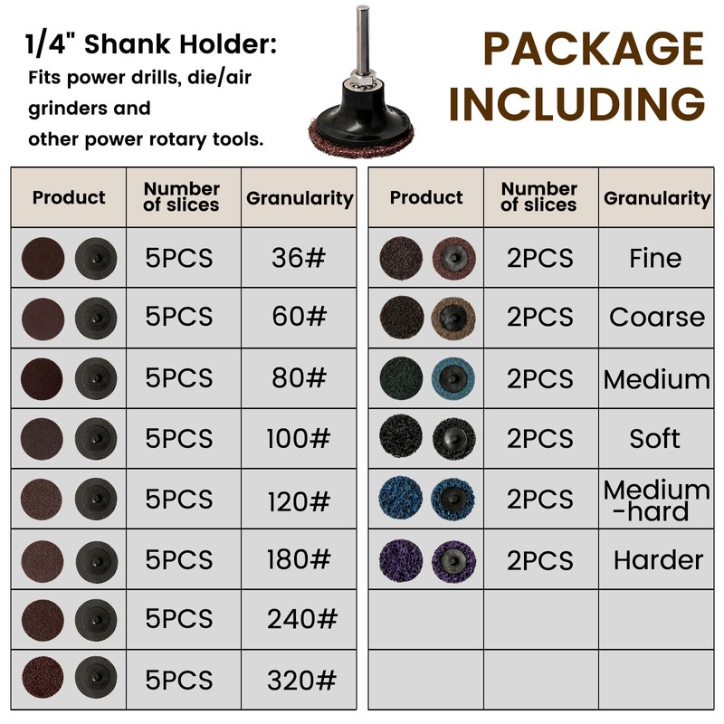 HOMEIDOL 55Pcs 2 inch Roll Lock Quick Change Discs Set,